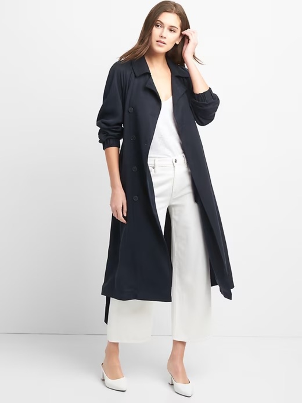 GAP Women's Beige Trench Coat - Double-Breasted Long Style - Picture 4 of 4